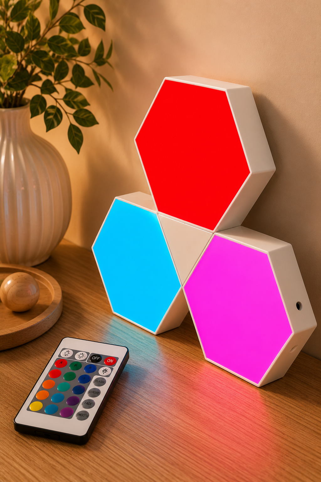 LAMPARA HEXAGONAL DE PARED